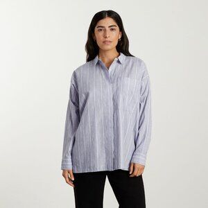 Everlane The Oversized Silky Cotton Shirt Blue Base - Size S